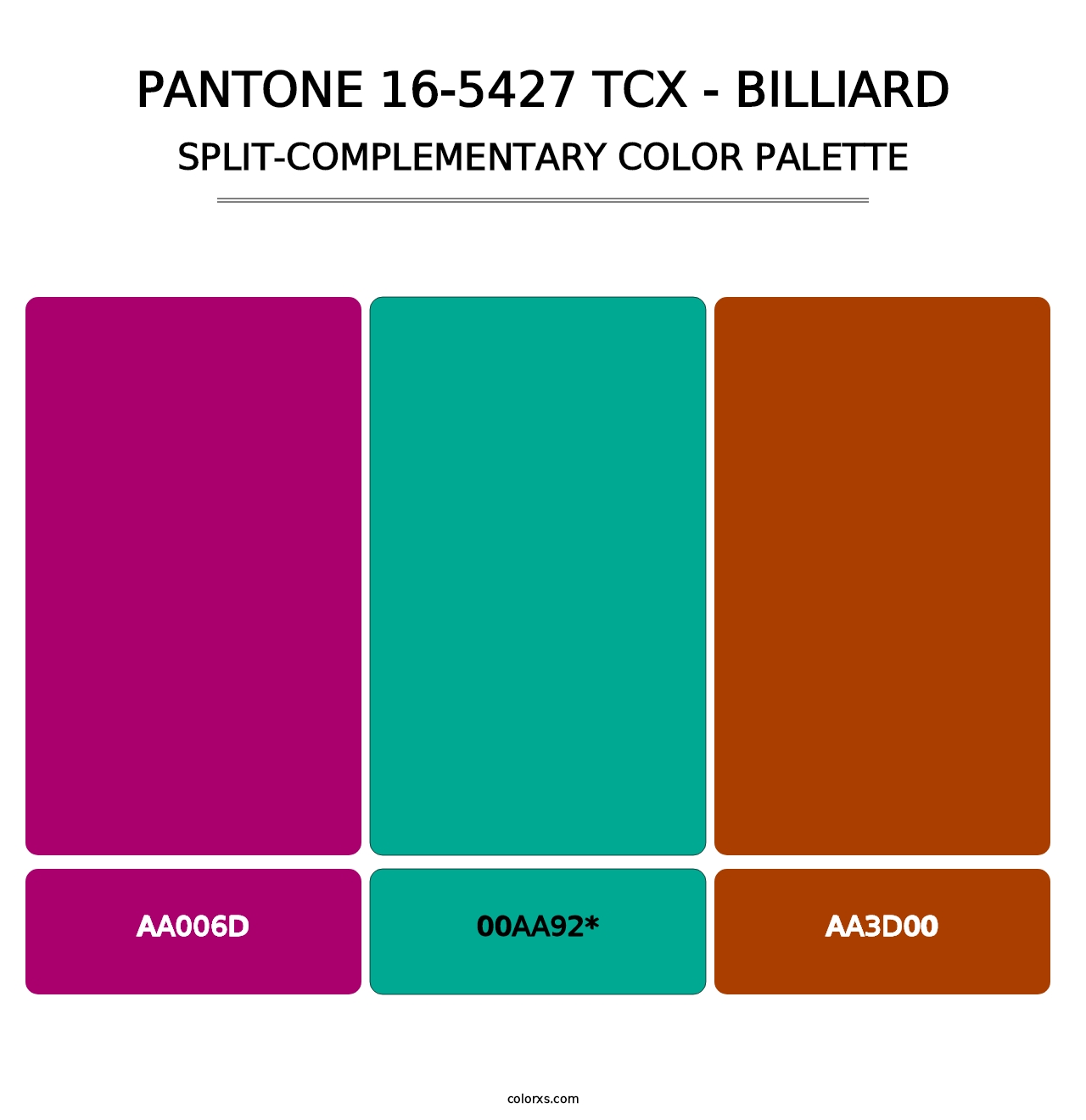PANTONE 16-5427 TCX - Billiard - Split-Complementary Color Palette