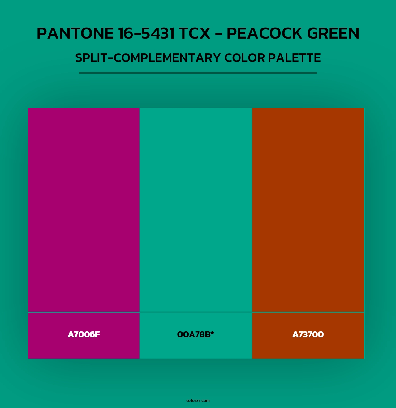 PANTONE 16-5431 TCX - Peacock Green - Split-Complementary Color Palette