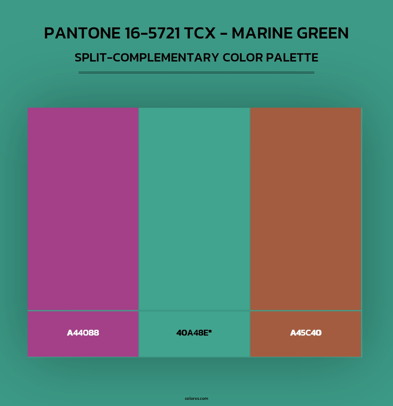 PANTONE 16-5721 TCX - Marine Green - Split-Complementary Color Palette