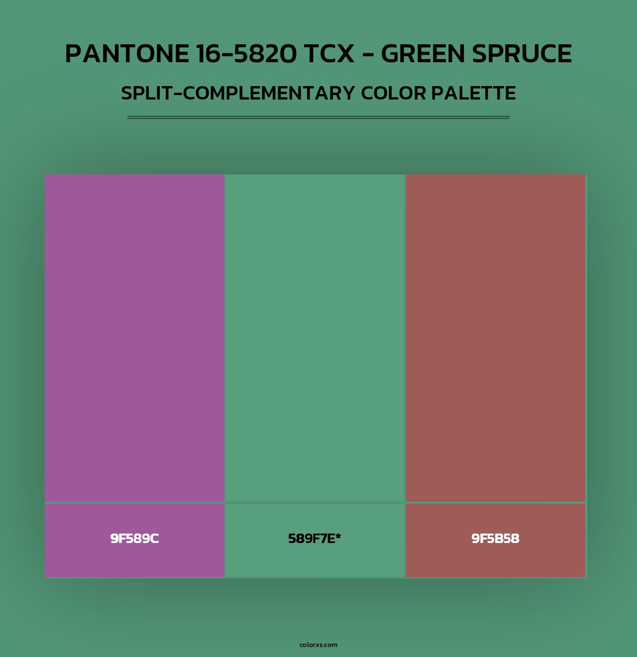 PANTONE 16-5820 TCX - Green Spruce - Split-Complementary Color Palette