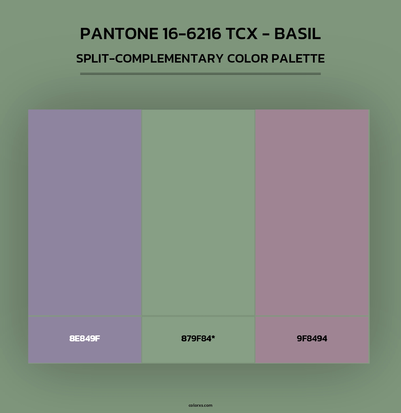 PANTONE 16-6216 TCX - Basil - Split-Complementary Color Palette