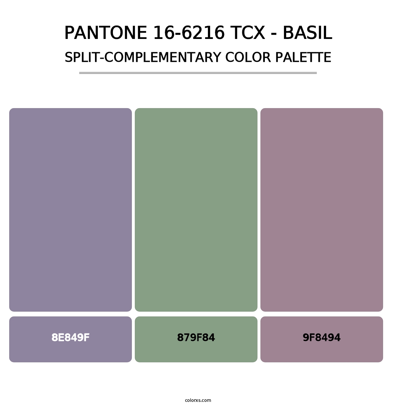 PANTONE 16-6216 TCX - Basil - Split-Complementary Color Palette