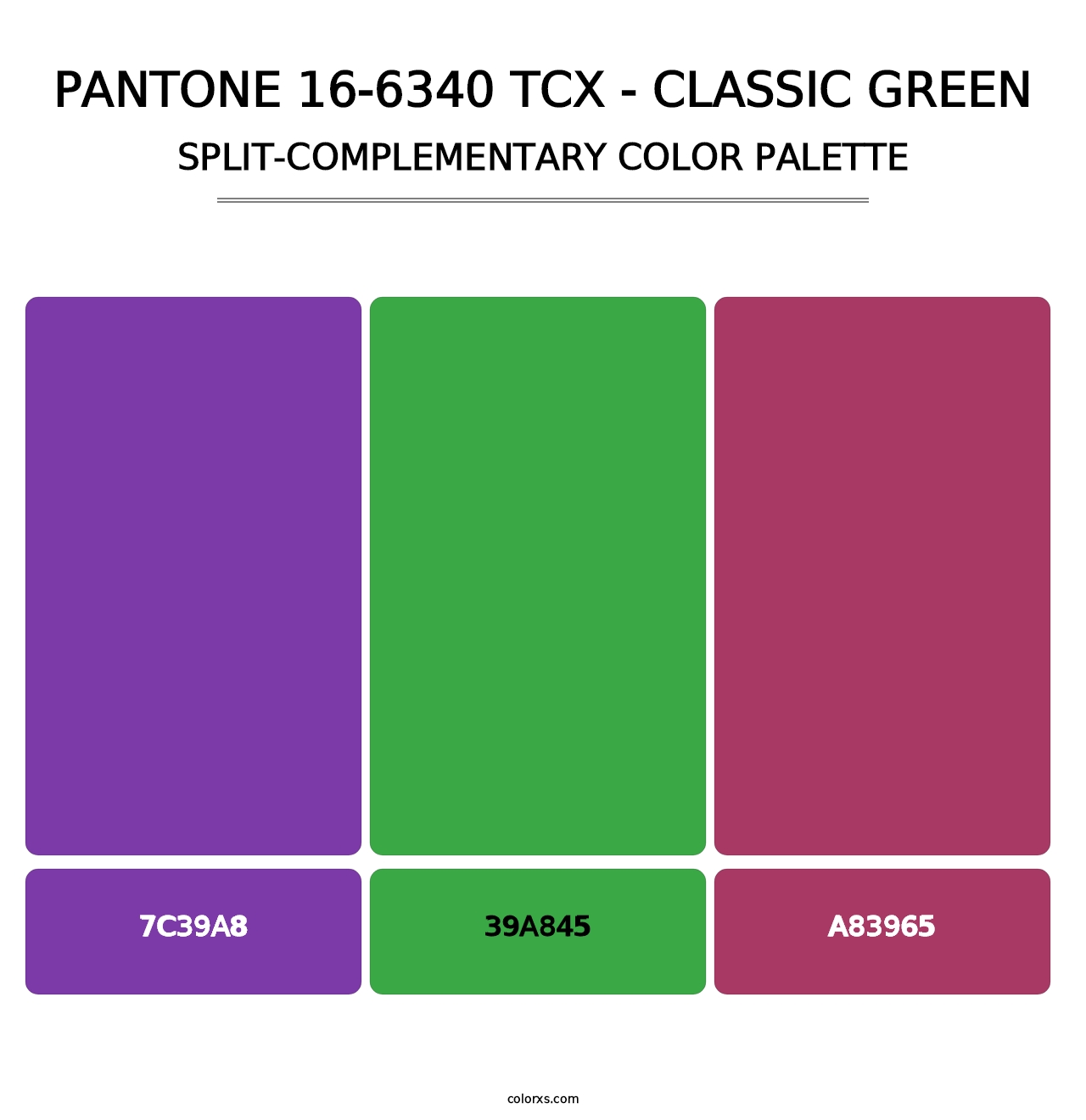 PANTONE 16-6340 TCX - Classic Green - Split-Complementary Color Palette