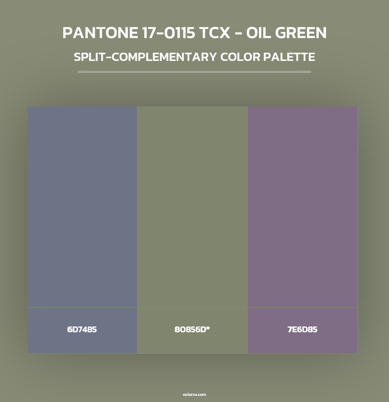 PANTONE 17-0115 TCX - Oil Green - Split-Complementary Color Palette