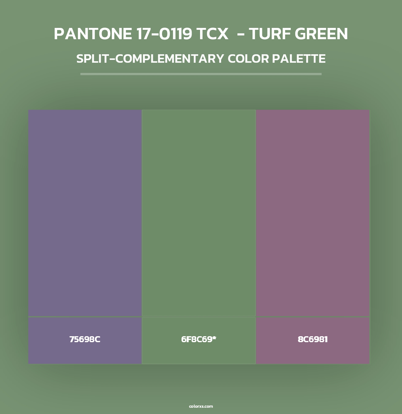PANTONE 17-0119 TCX  - Turf Green - Split-Complementary Color Palette
