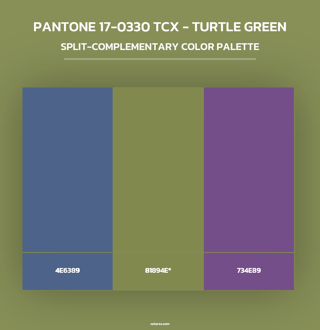 PANTONE 17-0330 TCX - Turtle Green - Split-Complementary Color Palette