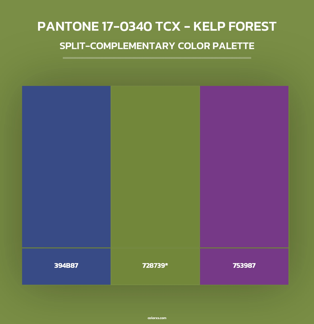 PANTONE 17-0340 TCX - Kelp Forest - Split-Complementary Color Palette