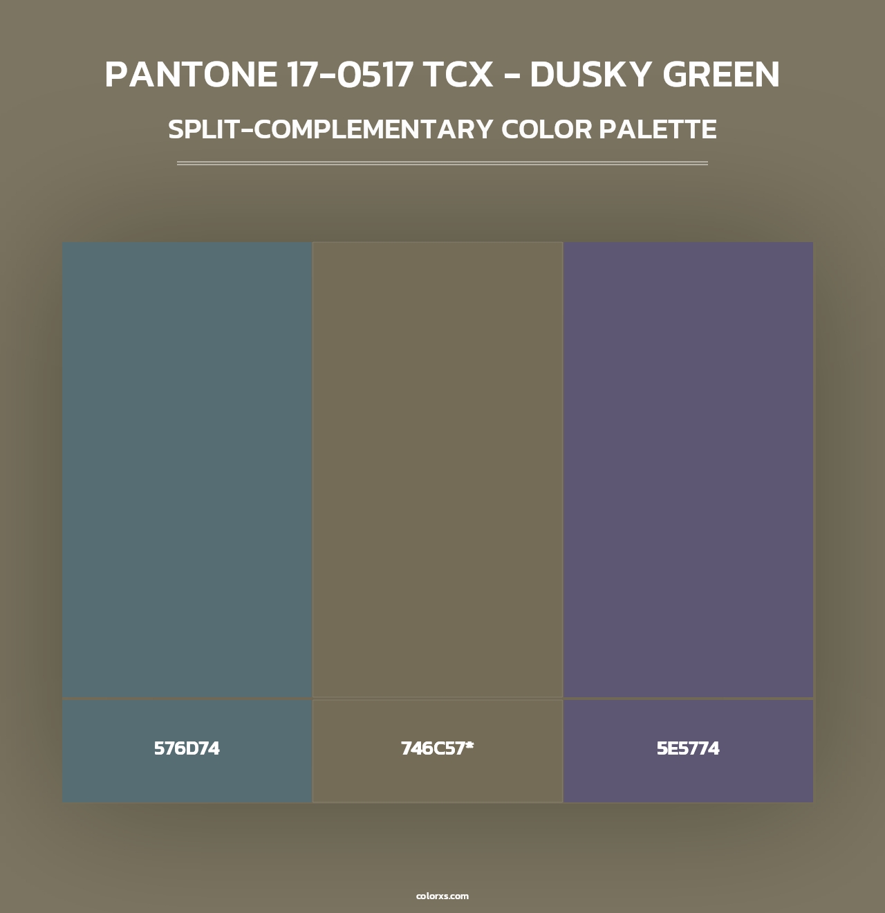 PANTONE 17-0517 TCX - Dusky Green - Split-Complementary Color Palette