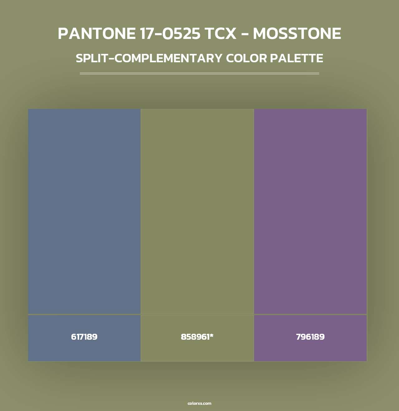 PANTONE 17-0525 TCX - Mosstone - Split-Complementary Color Palette