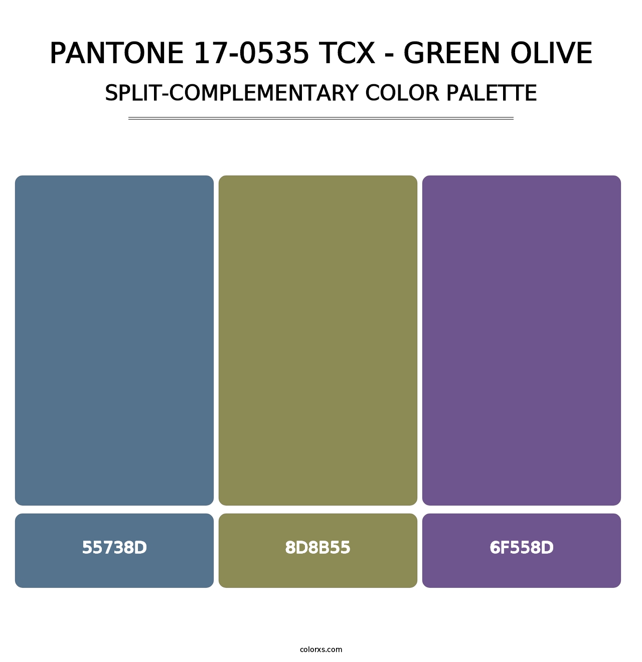 PANTONE 17-0535 TCX - Green Olive - Split-Complementary Color Palette
