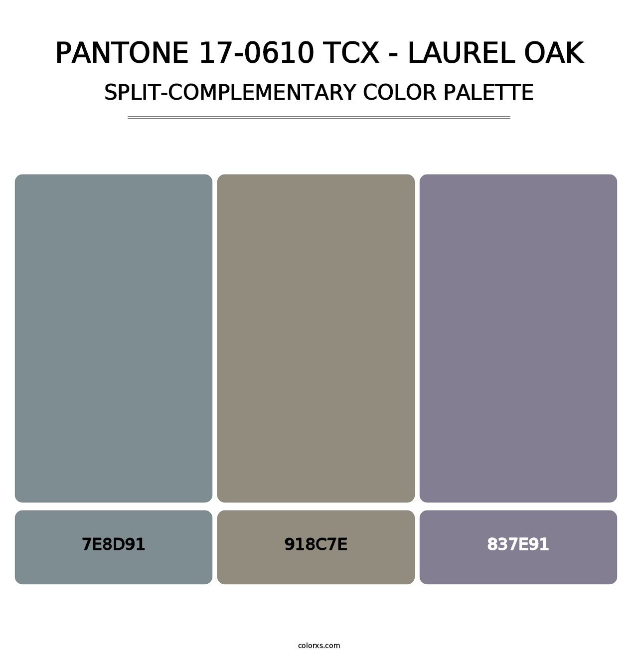 PANTONE 17-0610 TCX - Laurel Oak - Split-Complementary Color Palette