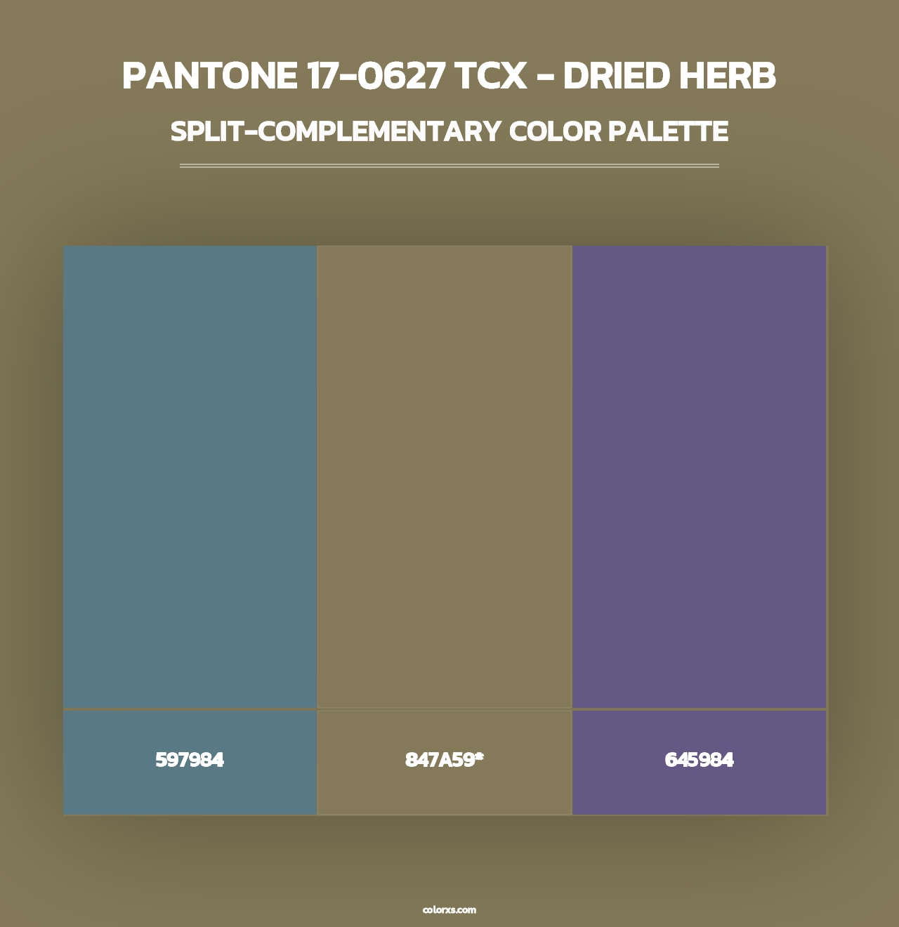 PANTONE 17-0627 TCX - Dried Herb - Split-Complementary Color Palette