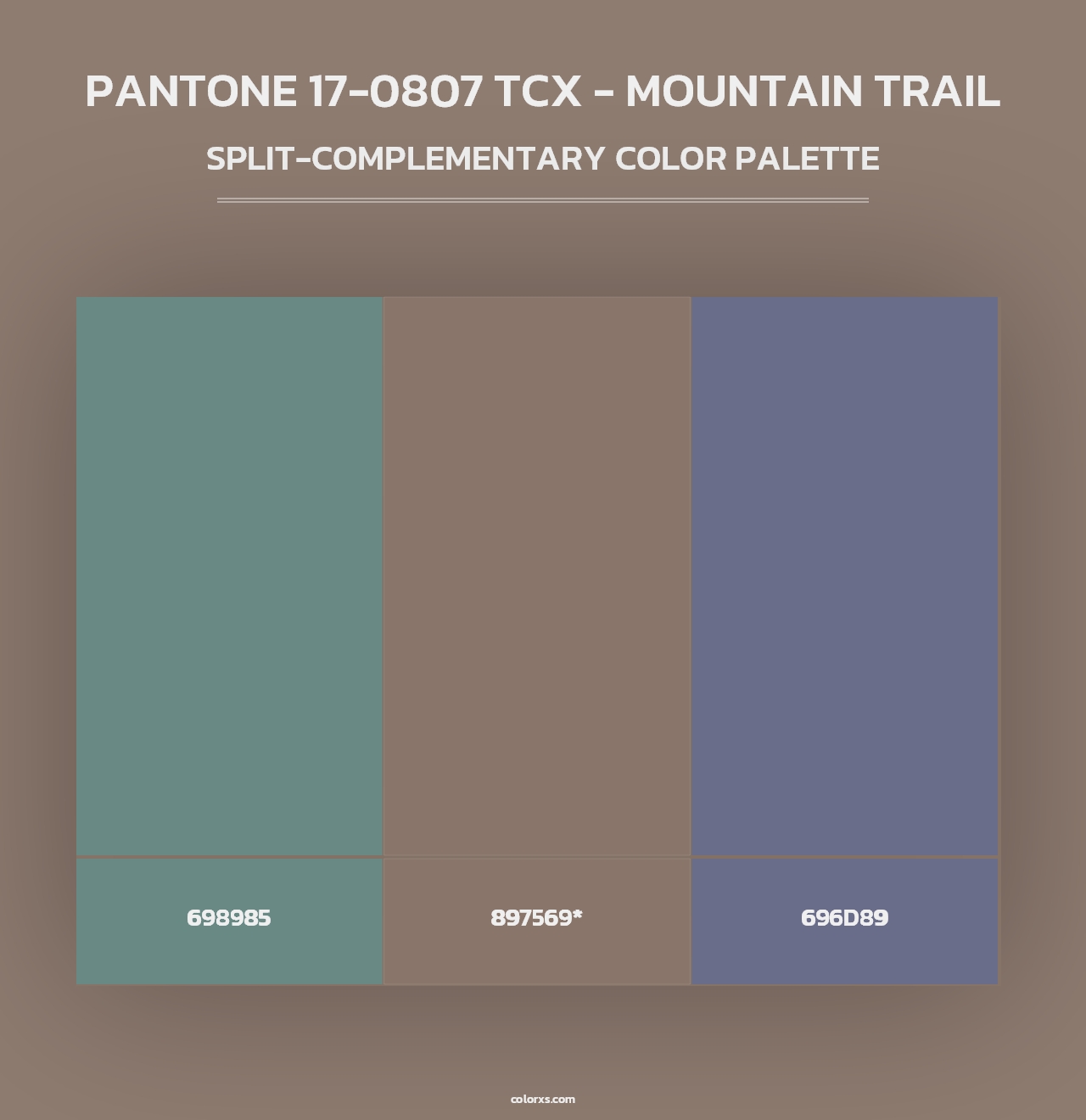 PANTONE 17-0807 TCX - Mountain Trail - Split-Complementary Color Palette