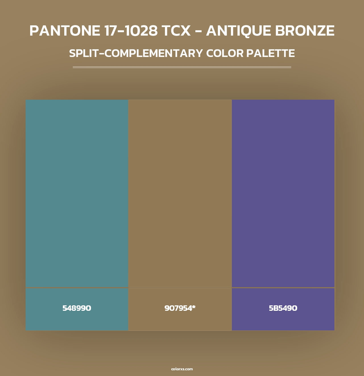 PANTONE 17-1028 TCX - Antique Bronze - Split-Complementary Color Palette