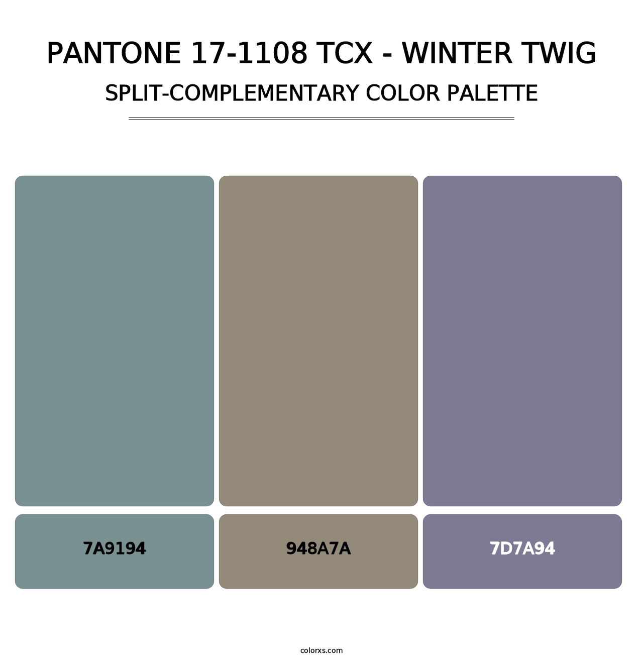 PANTONE 17-1108 TCX - Winter Twig - Split-Complementary Color Palette