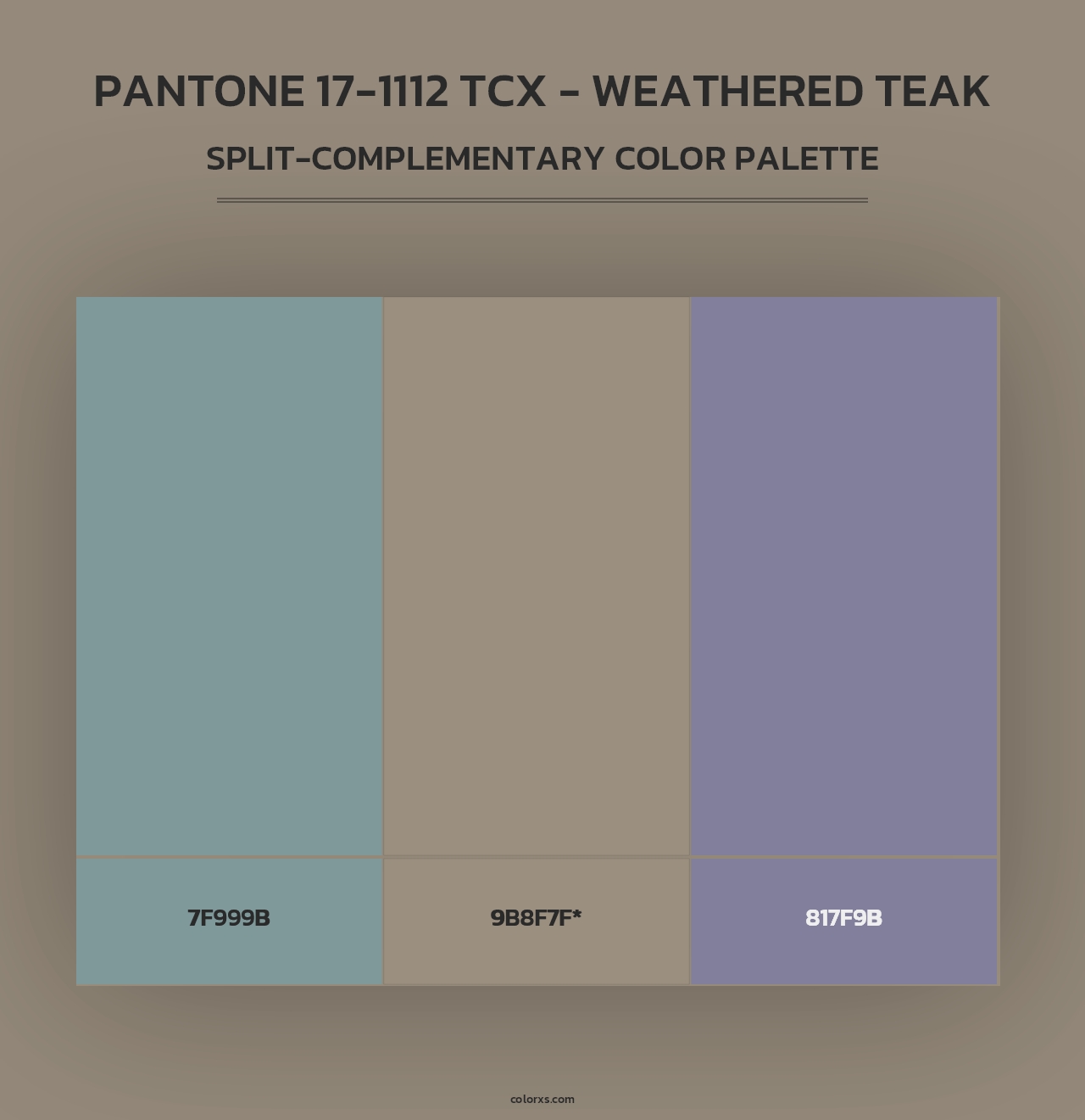 PANTONE 17-1112 TCX - Weathered Teak - Split-Complementary Color Palette