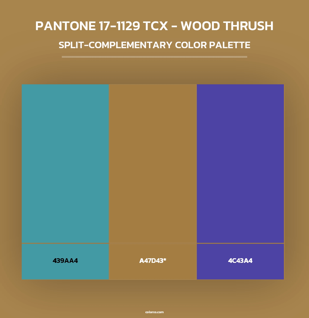 PANTONE 17-1129 TCX - Wood Thrush - Split-Complementary Color Palette