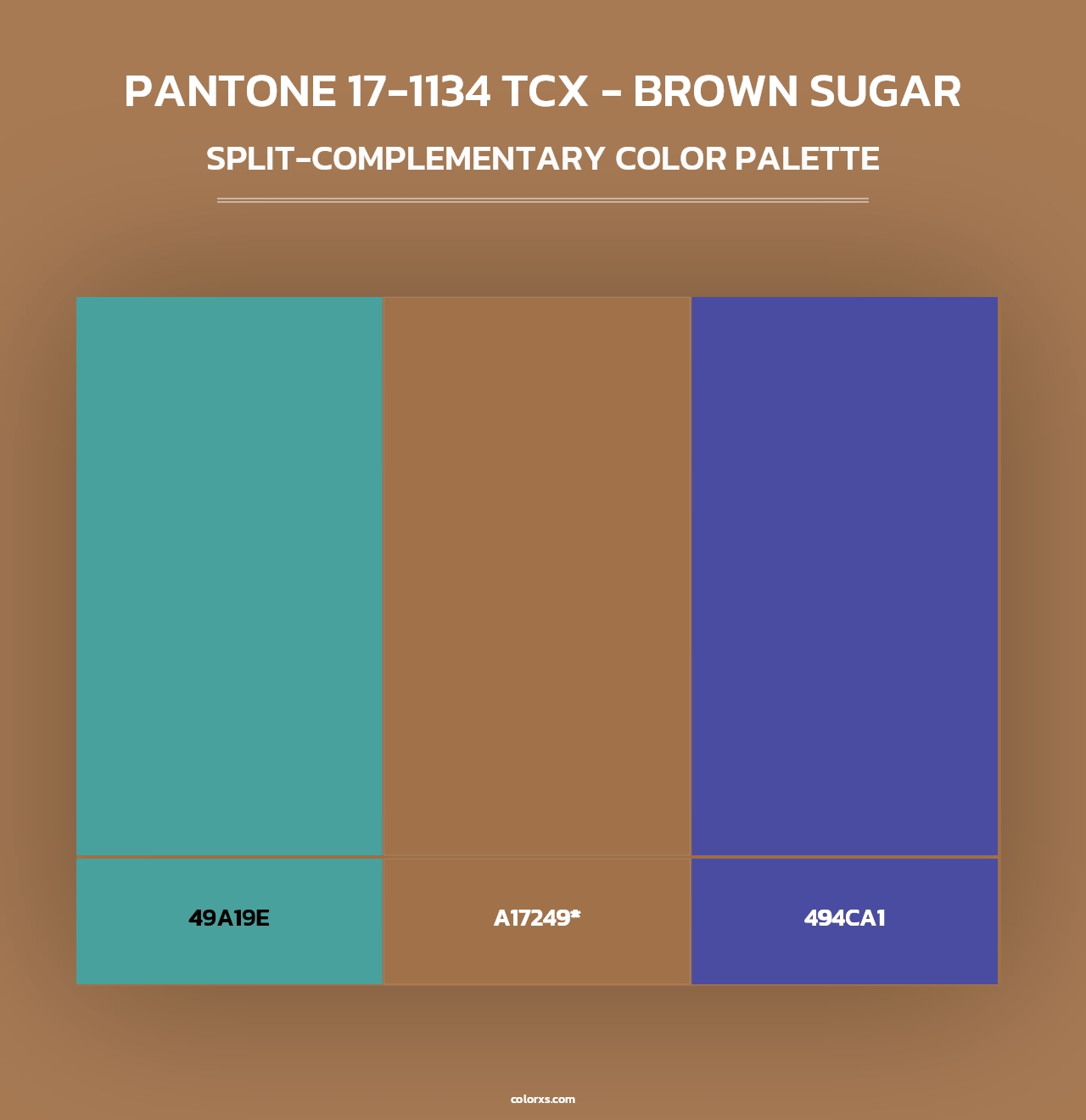 PANTONE 17-1134 TCX - Brown Sugar - Split-Complementary Color Palette