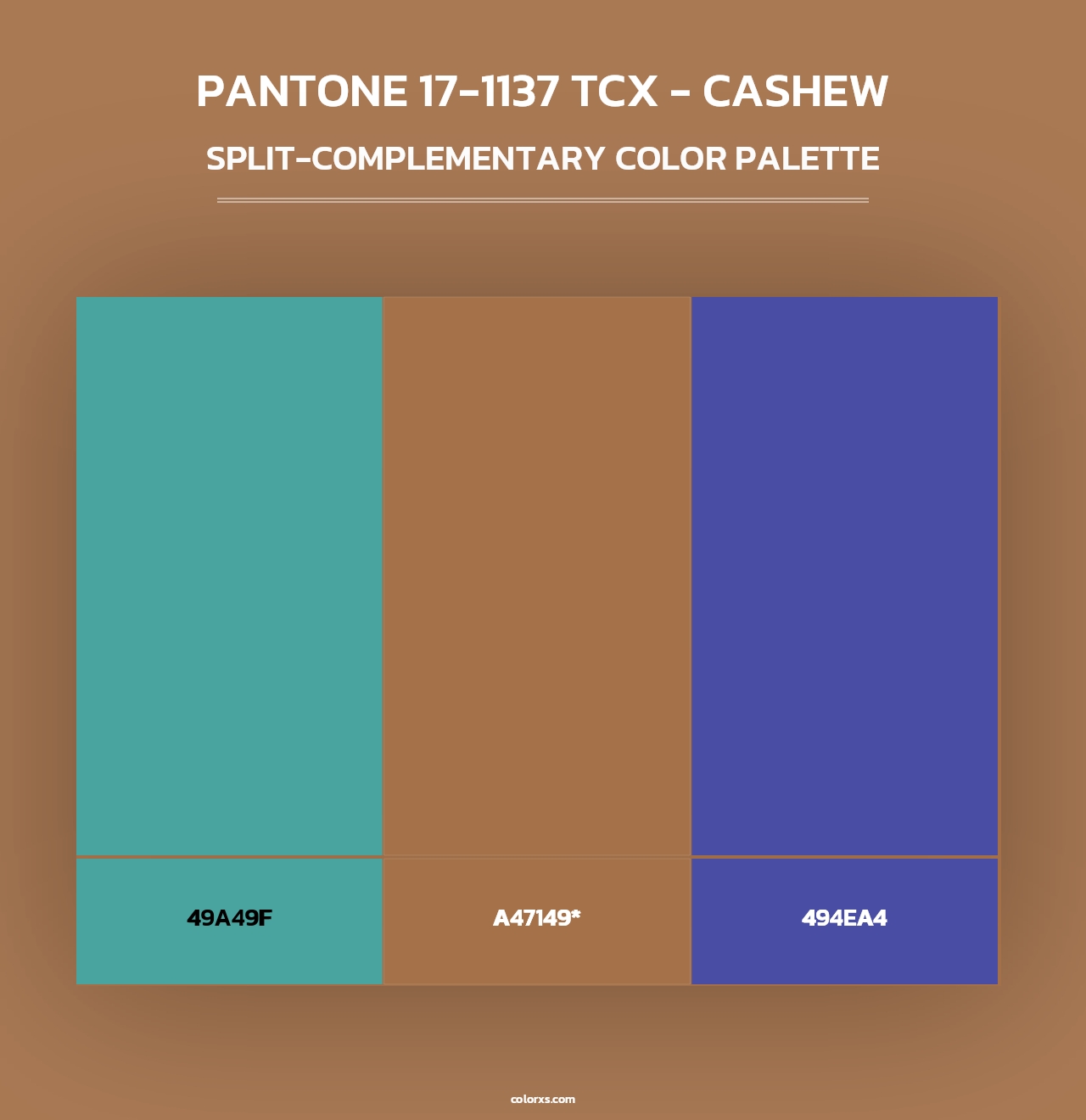 PANTONE 17-1137 TCX - Cashew - Split-Complementary Color Palette
