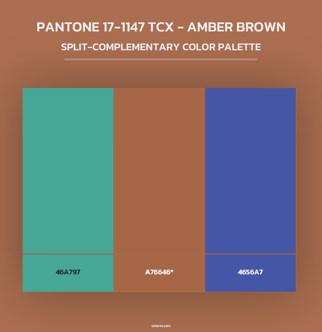 PANTONE 17-1147 TCX - Amber Brown - Split-Complementary Color Palette