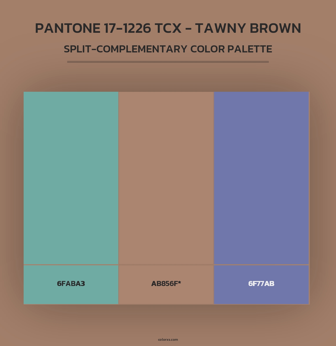 PANTONE 17-1226 TCX - Tawny Brown - Split-Complementary Color Palette