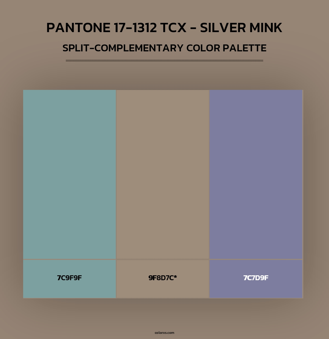 PANTONE 17-1312 TCX - Silver Mink - Split-Complementary Color Palette