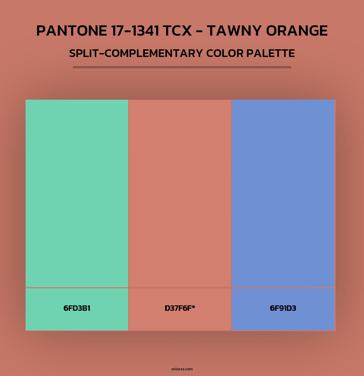PANTONE 17-1341 TCX - Tawny Orange - Split-Complementary Color Palette