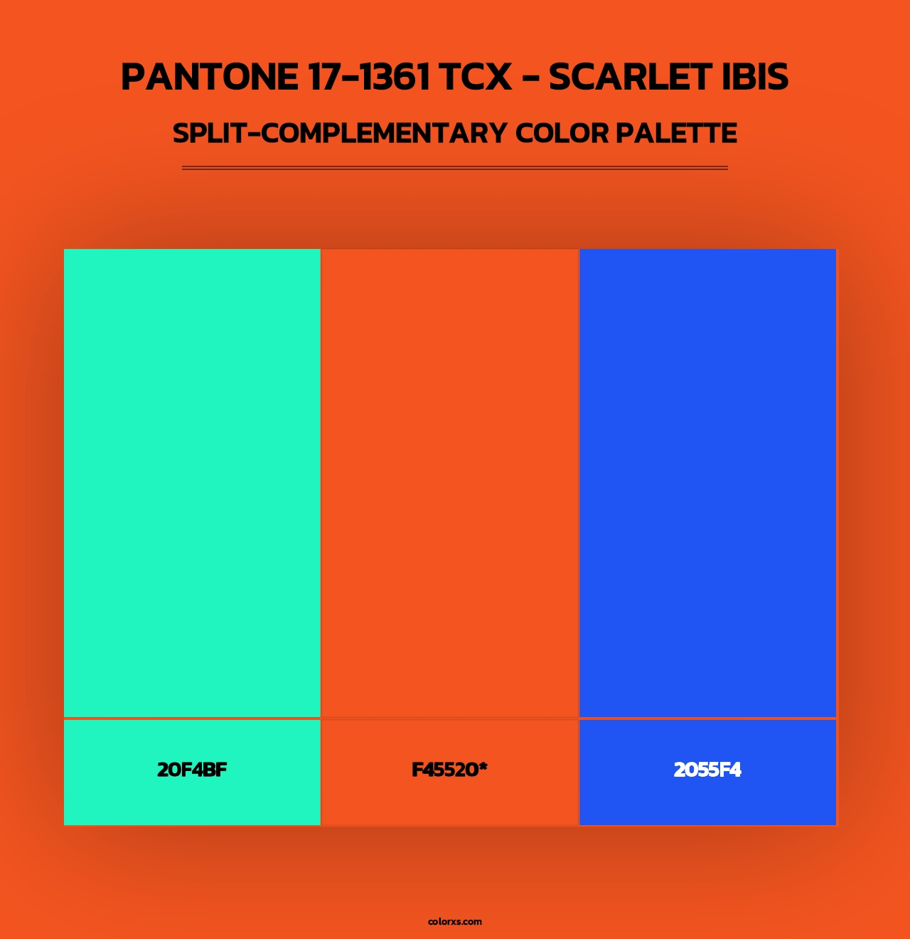 PANTONE 17-1361 TCX - Scarlet Ibis - Split-Complementary Color Palette