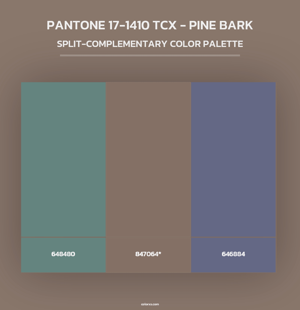 PANTONE 17-1410 TCX - Pine Bark - Split-Complementary Color Palette