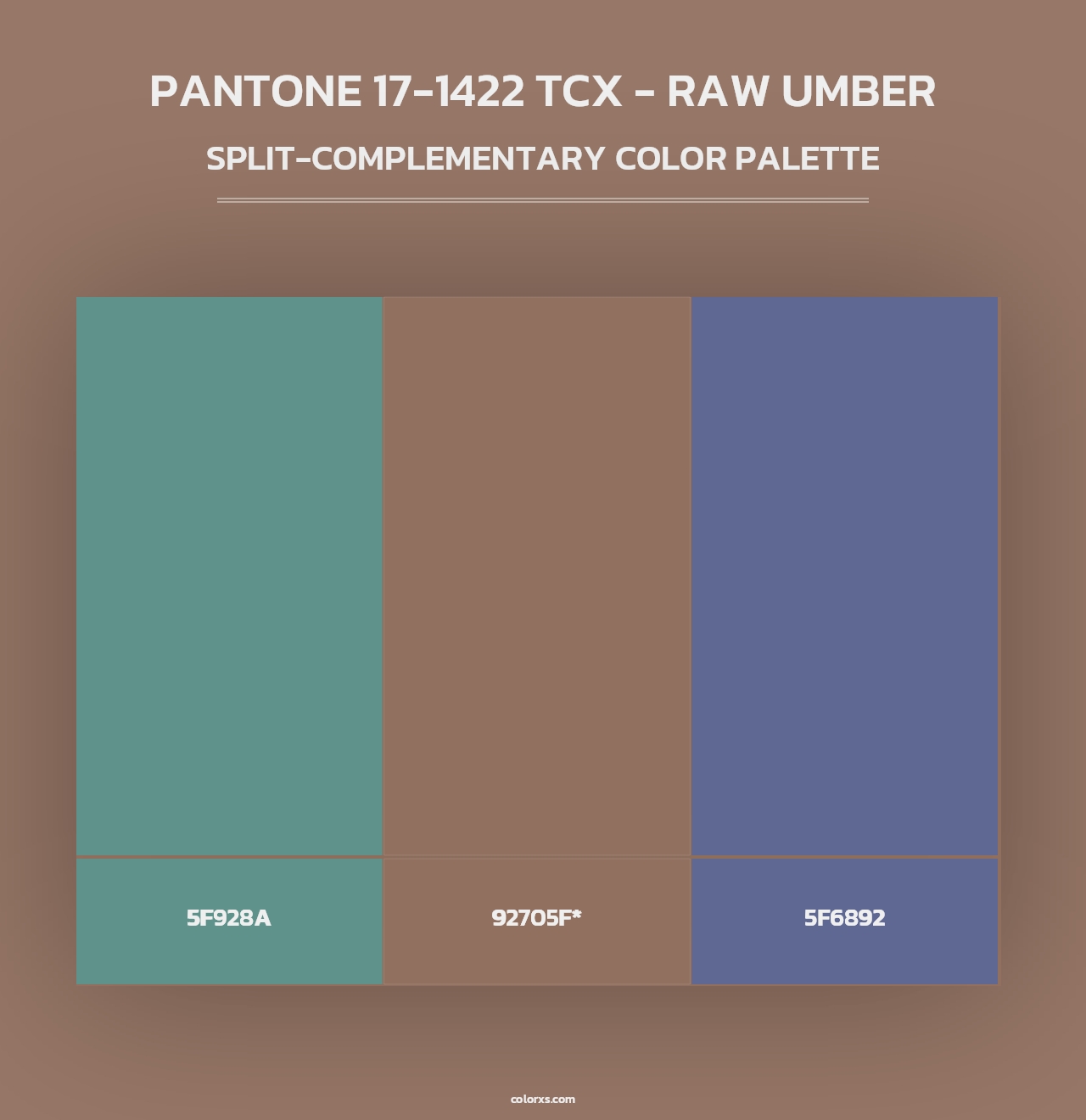 PANTONE 17-1422 TCX - Raw Umber - Split-Complementary Color Palette