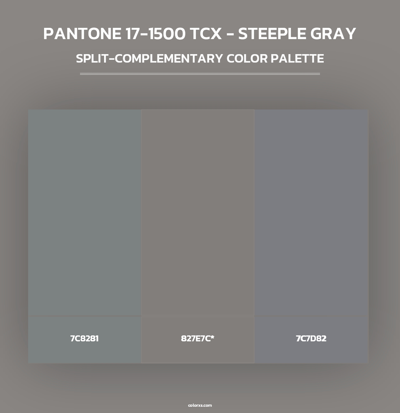 PANTONE 17-1500 TCX - Steeple Gray - Split-Complementary Color Palette