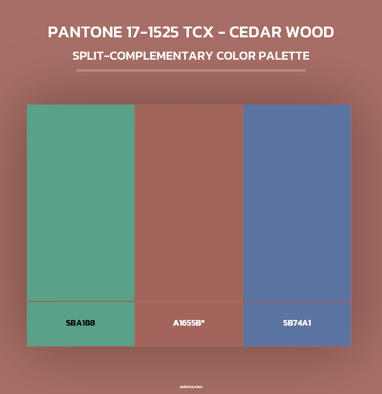 PANTONE 17-1525 TCX - Cedar Wood - Split-Complementary Color Palette