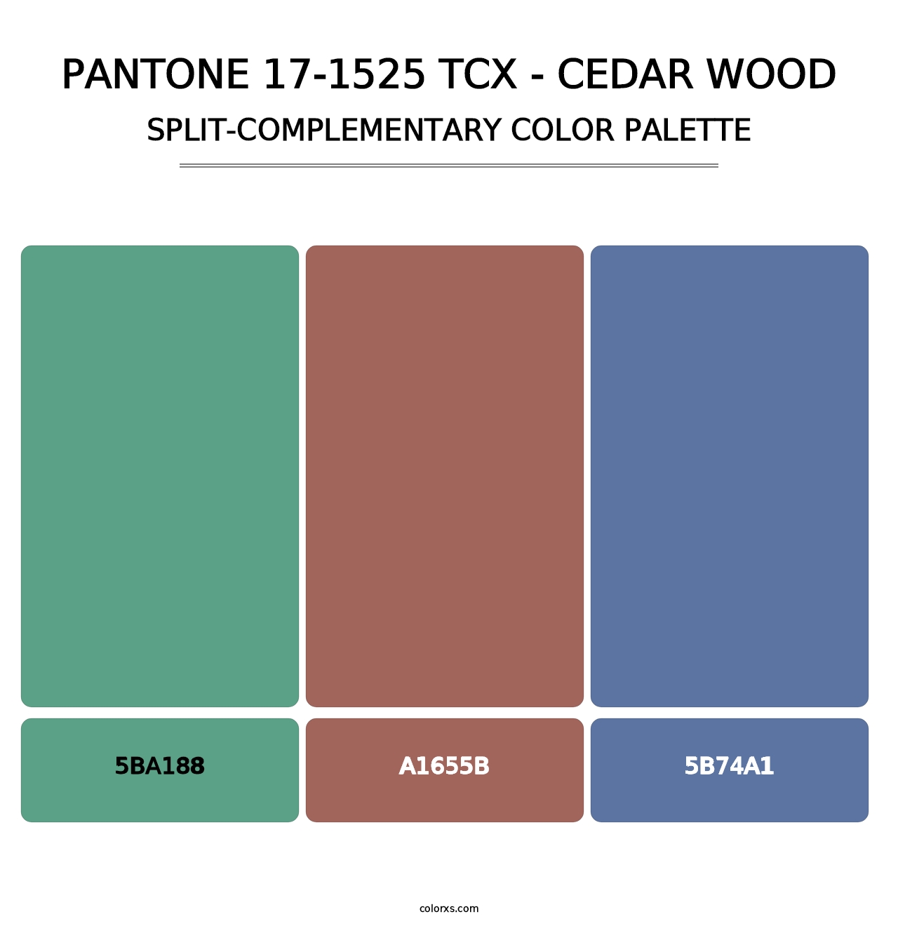 PANTONE 17-1525 TCX - Cedar Wood - Split-Complementary Color Palette