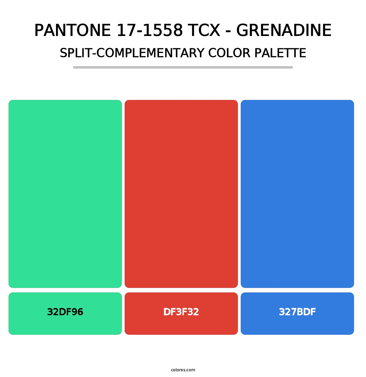 PANTONE 17-1558 TCX - Grenadine - Split-Complementary Color Palette