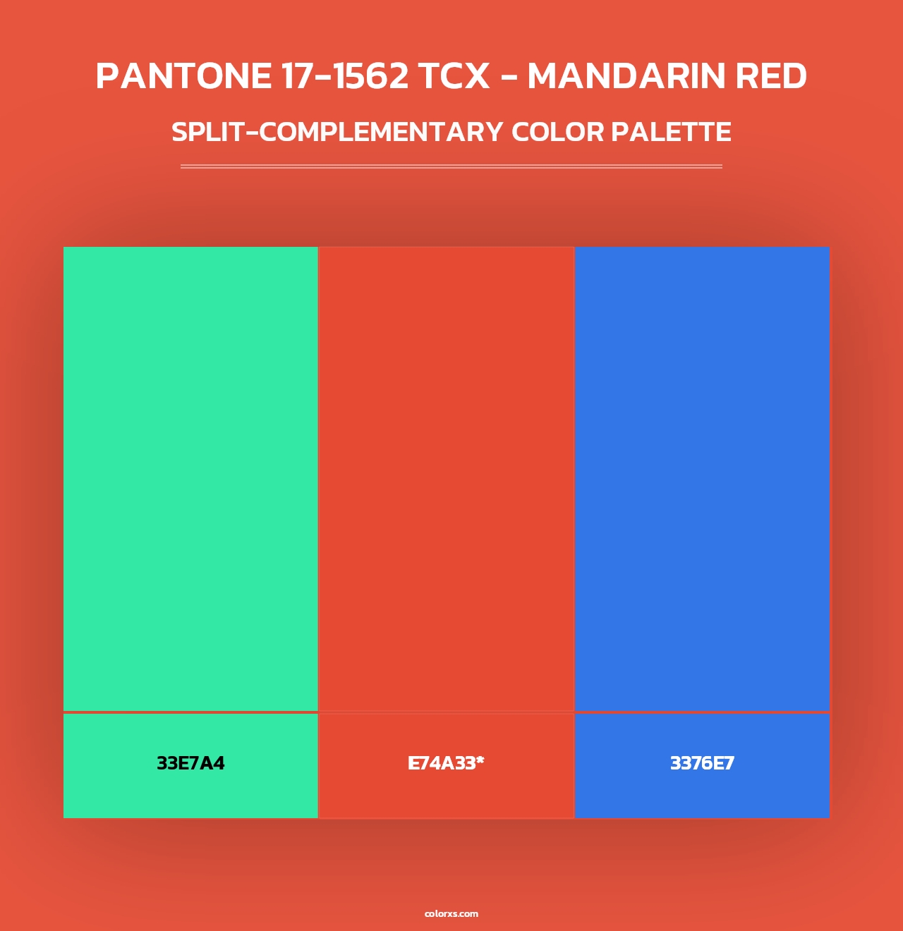 PANTONE 17-1562 TCX - Mandarin Red - Split-Complementary Color Palette