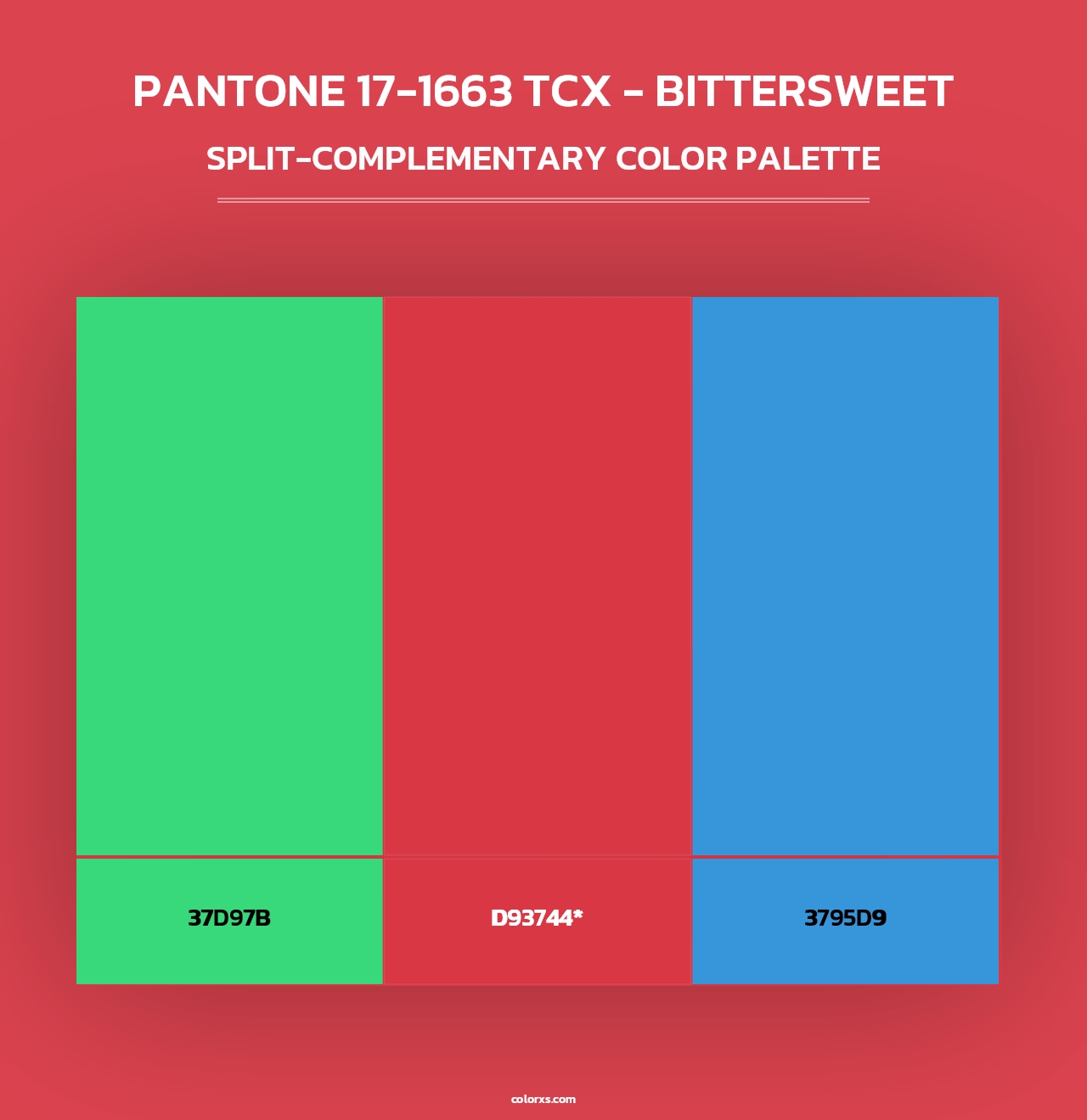 PANTONE 17-1663 TCX - Bittersweet - Split-Complementary Color Palette