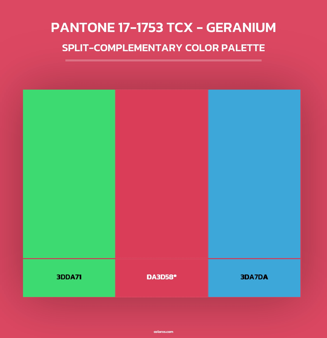 PANTONE 17-1753 TCX - Geranium - Split-Complementary Color Palette