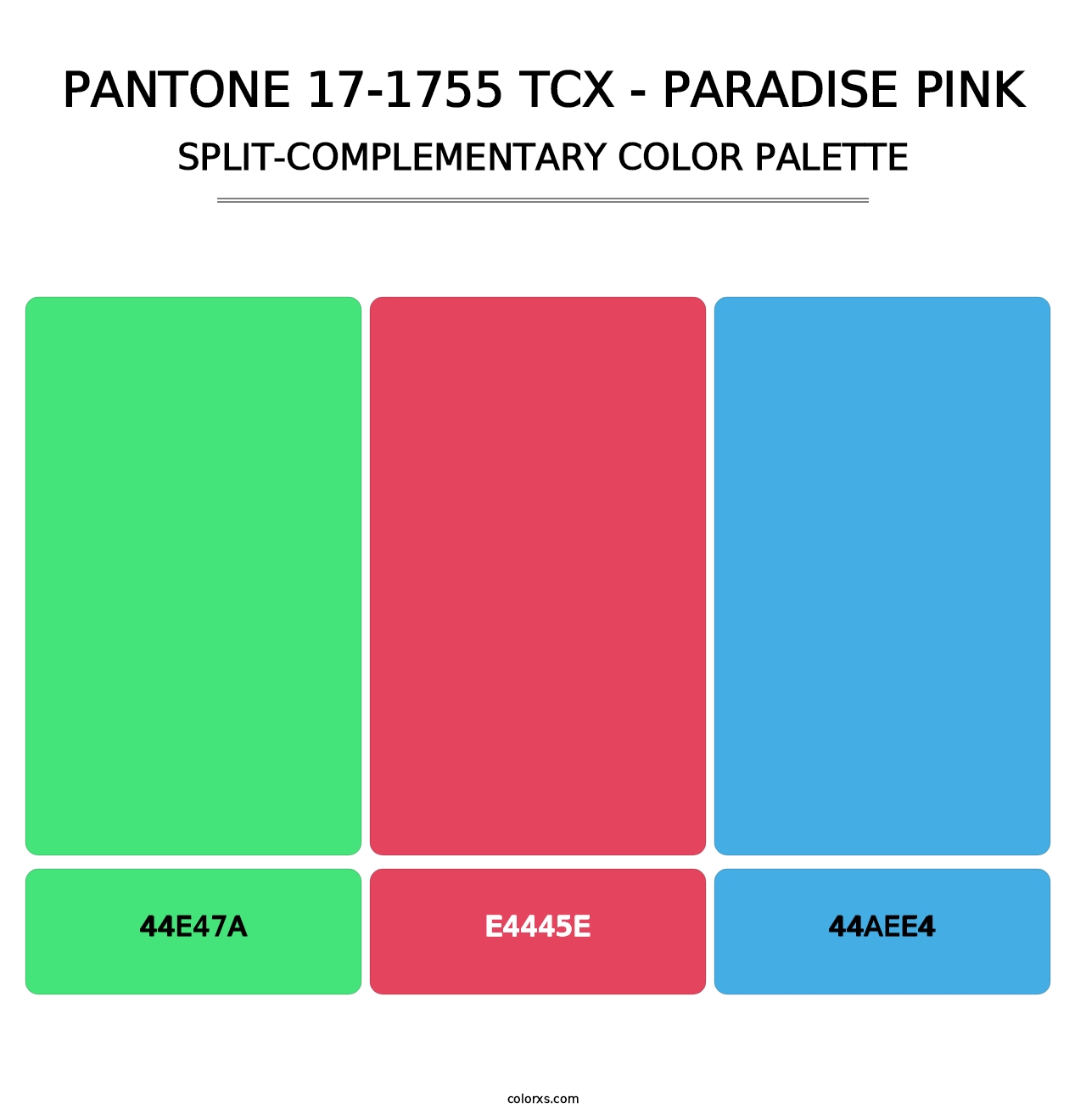 PANTONE 17-1755 TCX - Paradise Pink - Split-Complementary Color Palette
