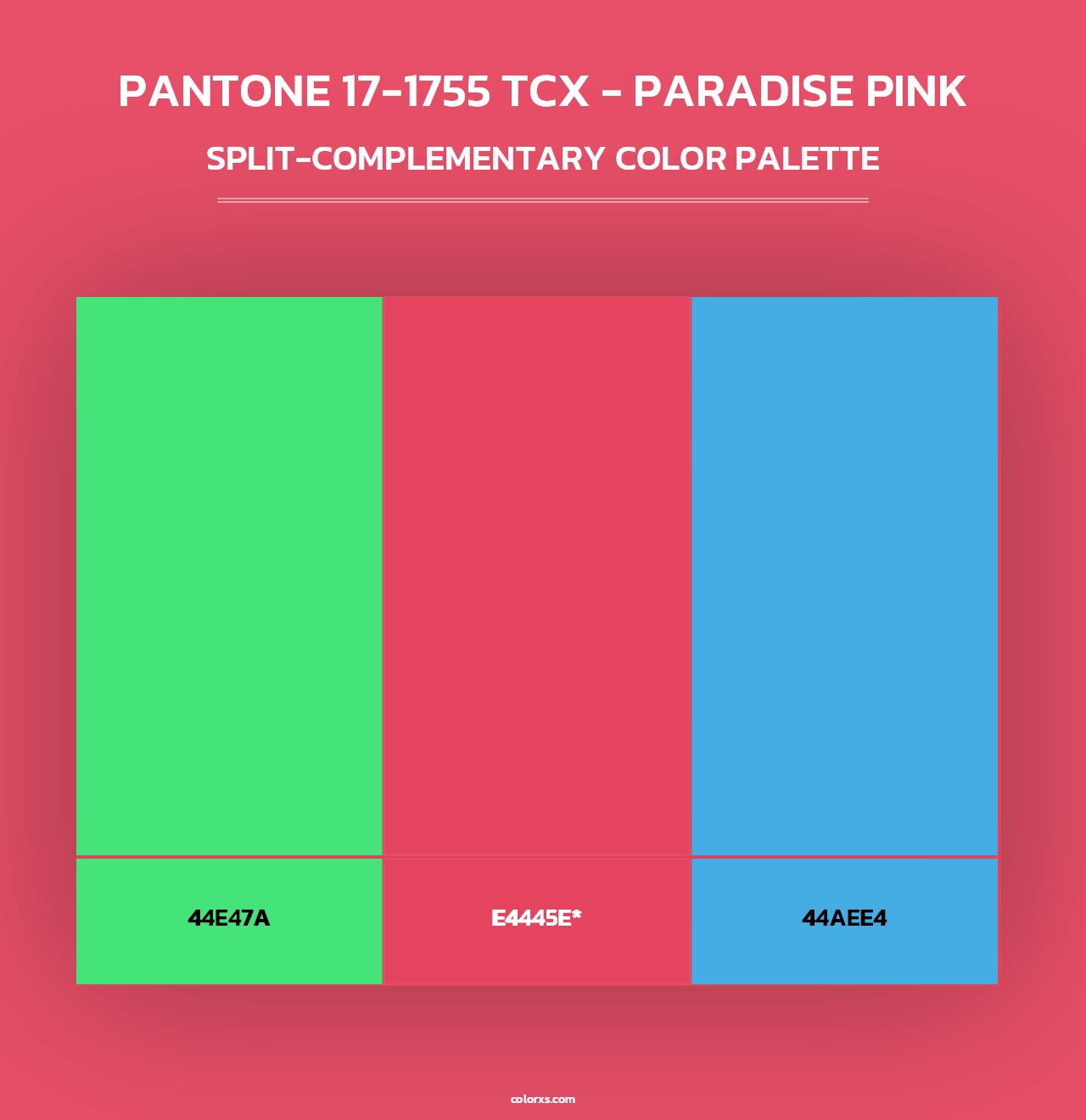 PANTONE 17-1755 TCX - Paradise Pink - Split-Complementary Color Palette