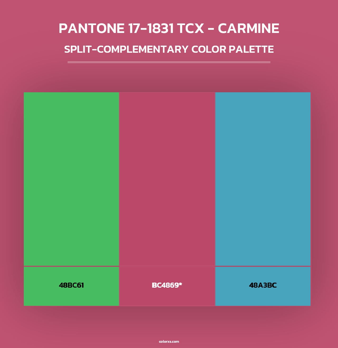 PANTONE 17-1831 TCX - Carmine - Split-Complementary Color Palette