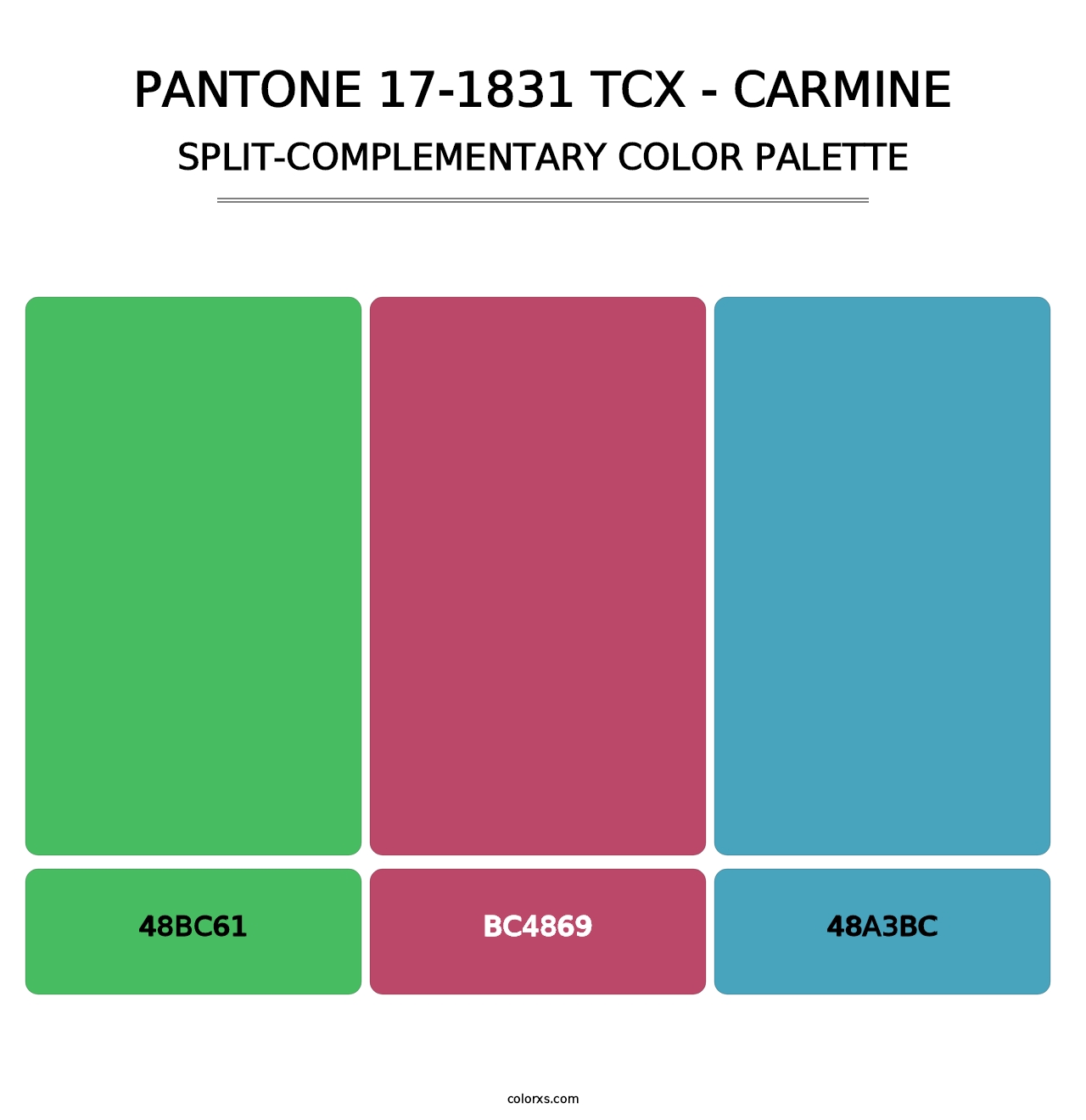 PANTONE 17-1831 TCX - Carmine - Split-Complementary Color Palette