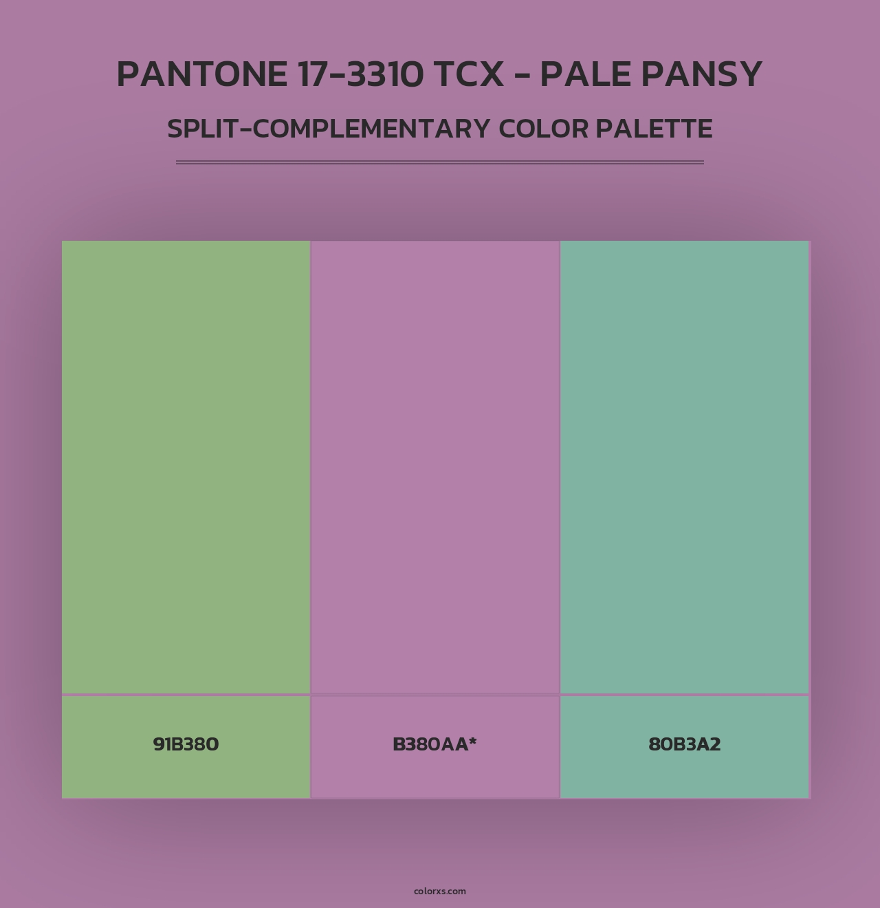 PANTONE 17-3310 TCX - Pale Pansy - Split-Complementary Color Palette