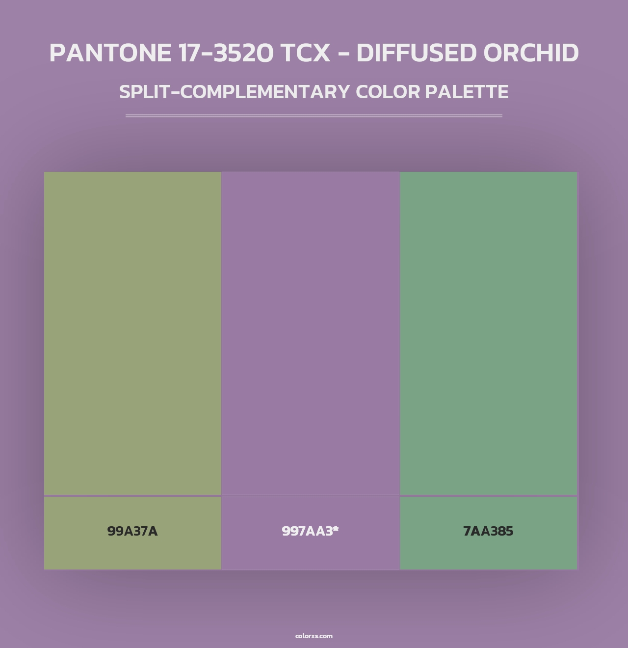 PANTONE 17-3520 TCX - Diffused Orchid - Split-Complementary Color Palette