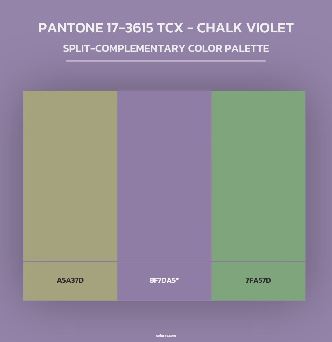 PANTONE 17-3615 TCX - Chalk Violet - Split-Complementary Color Palette