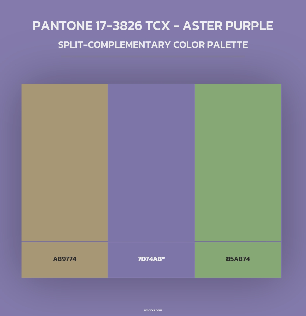 PANTONE 17-3826 TCX - Aster Purple - Split-Complementary Color Palette