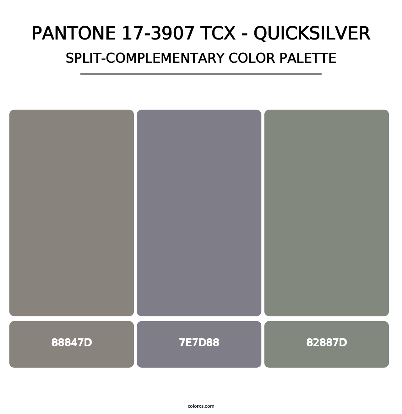 PANTONE 17-3907 TCX - Quicksilver - Split-Complementary Color Palette