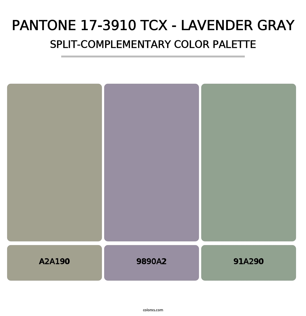 PANTONE 17-3910 TCX - Lavender Gray - Split-Complementary Color Palette