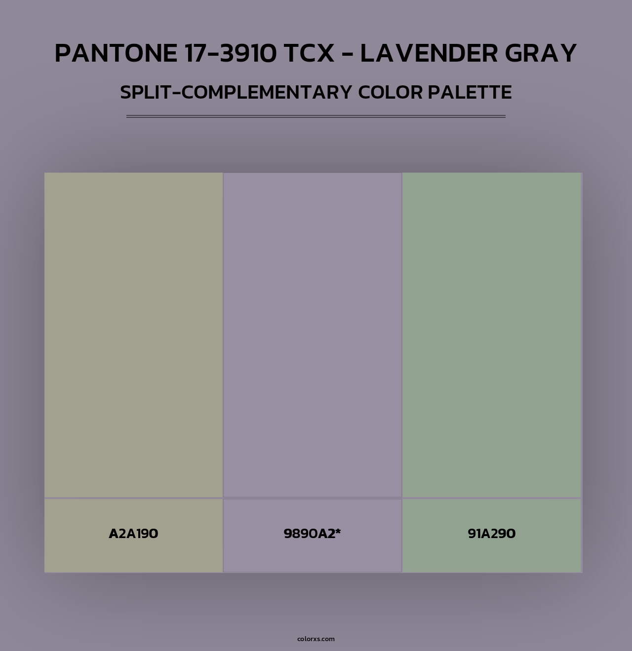 PANTONE 17-3910 TCX - Lavender Gray - Split-Complementary Color Palette