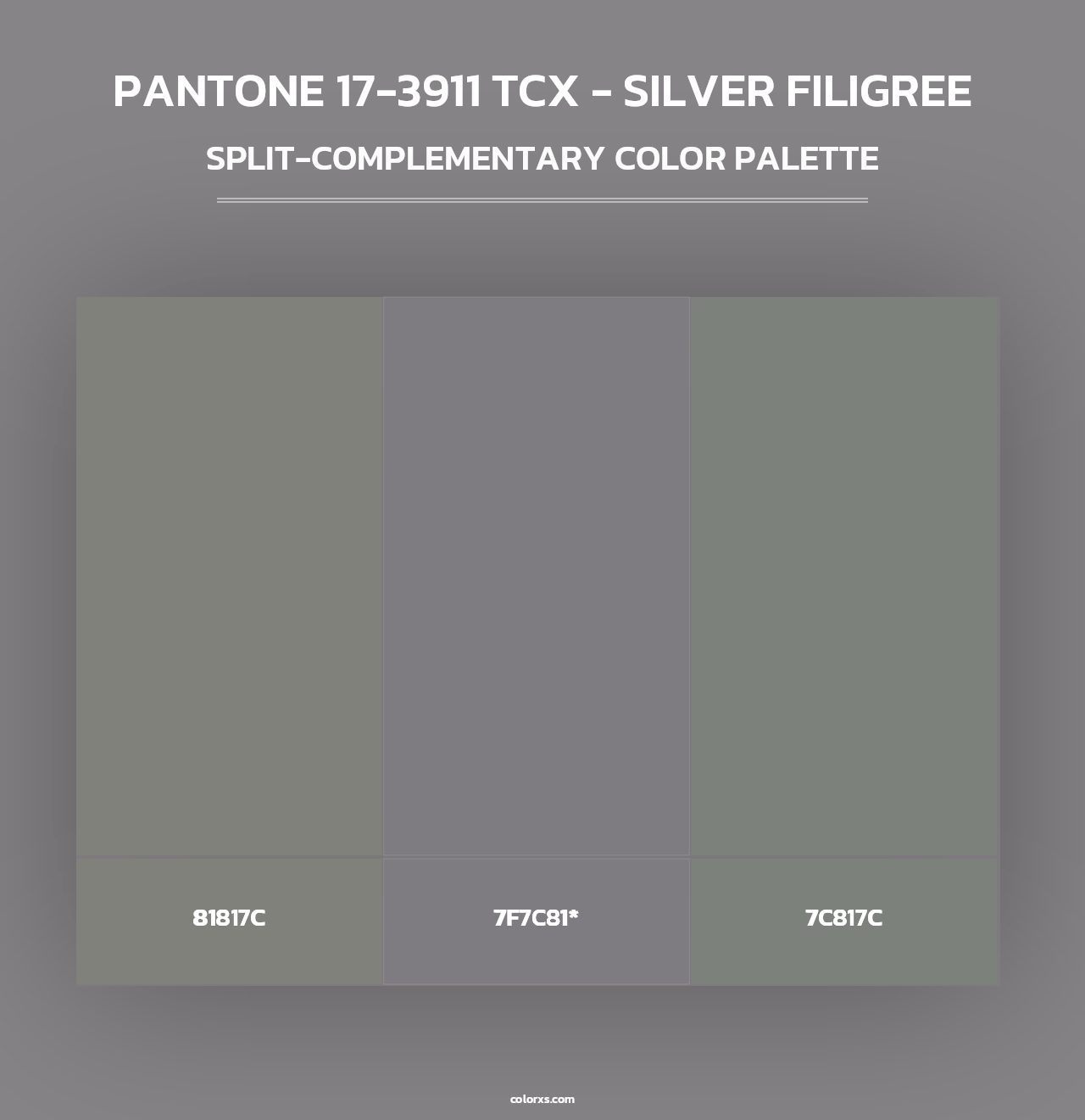 PANTONE 17-3911 TCX - Silver Filigree - Split-Complementary Color Palette