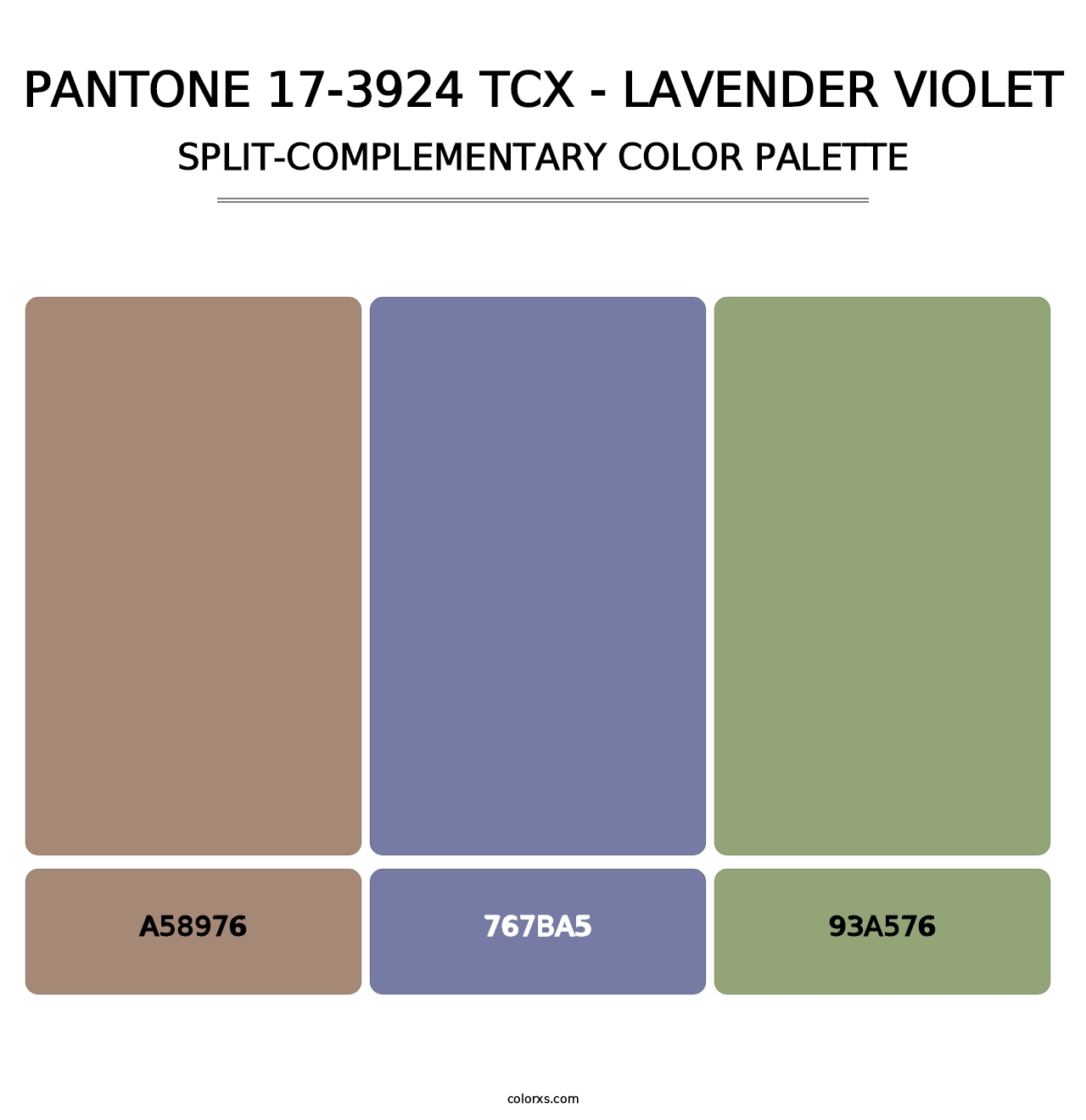 PANTONE 17-3924 TCX - Lavender Violet - Split-Complementary Color Palette